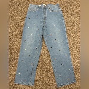 Universal Thread Women's Jeans Size 12/31R* Blue Y2K Floral Straight High Rise